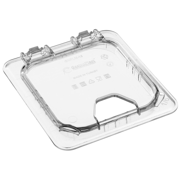 Крышка для гастроем. 1/6 поликарб.прозрач. (-40/+99С) откидная с отверстием для ложки (гастр.79659,79661,79777,79780) GP /1/12/