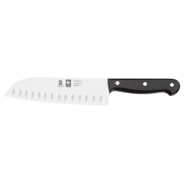 Нож японский Santoku 180/300 мм. с бороздками, черный TECHNIC Icel /1/6/