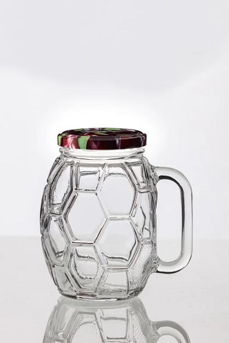 Банка для коктейля 500 мл. d=80 мм. с крышкой и ручкой Футбол /1/ АКЦИЯ