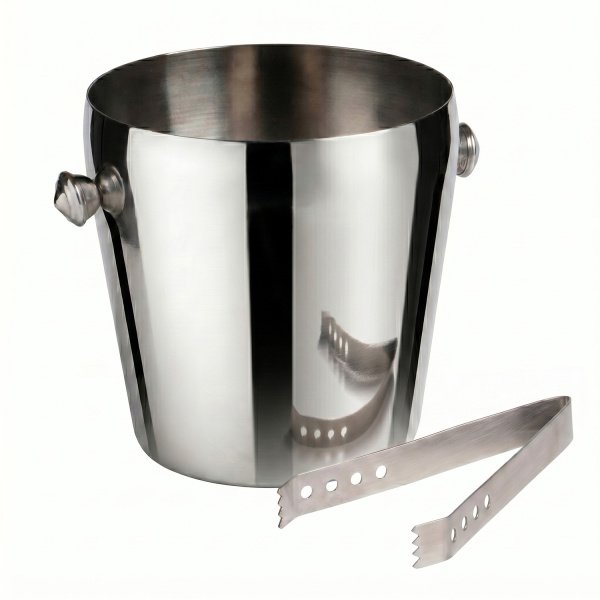 Ведро для льда 1,0 л. нерж. d=12,5 см., с нерж. щипцами MGsteel /1/48/