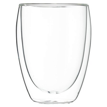 Стакан необжигающий с двойными стенками 350 мл (жаропрочное боросиликатное стекло)