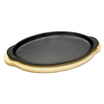 Сковорода чугун.33*16см на деревян. подставке "P.L.-Proff Chef Line"	