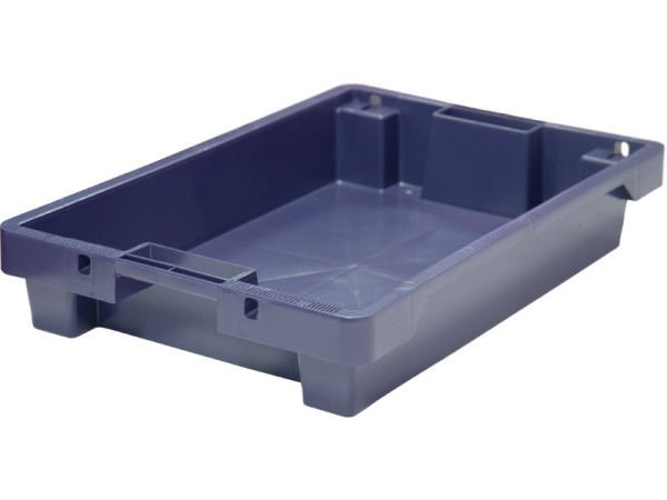 Ящик 600*400*100 мм. для мяса конусный сплошной, синий /1/ АКЦИЯ