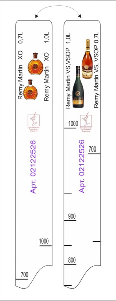 Линейка Remy martin VS/VSOP (0,7л./1л.) L=28 см. В=2 см. /1/