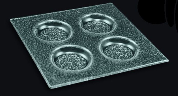 Менажница 4-х секц. 200*200 мм. ячейка 60*60*10 мм. стекло 3D /1/10/ АКЦИЯ