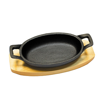 Чугунная сковорода на дерев.подст.17*12  P.L.-SUN