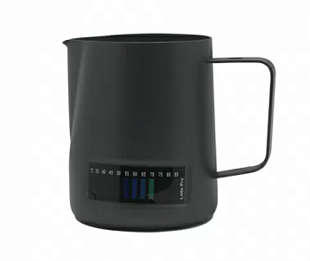 Питчер Latte Pro черный с температурным индикатором 350 мл, тефлоновое покрытие, P.L.- Barbossa