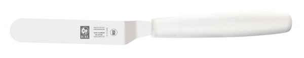 Лопатка 21 см. изогнутая раб. часть 9*2 см. нерж. узкая с пластик. ручкой, белая Icel /1/6/