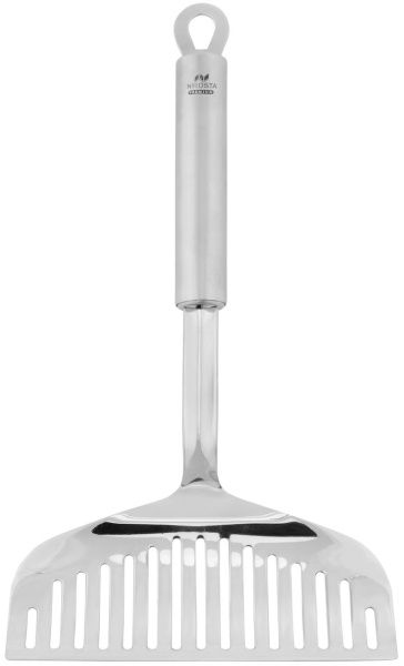 Лопатка 29 см. изогнутая раб. часть 8*16 см. нерж. перфорир. широкая для рыбы FM /1/6/