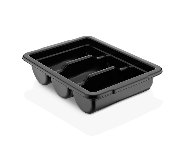 Лоток для столовых приборов (органайзер) 3 секции 40*29*9,5 см. черная, п/п (крышка 76908) GP /1/12/