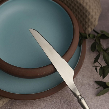 Нож столовый, "1920-Silvery" серебряный матовый цвет