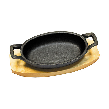 Сковорода чугун.15*10см на деревян.подставке  "P.L.-Proff Chef Line"